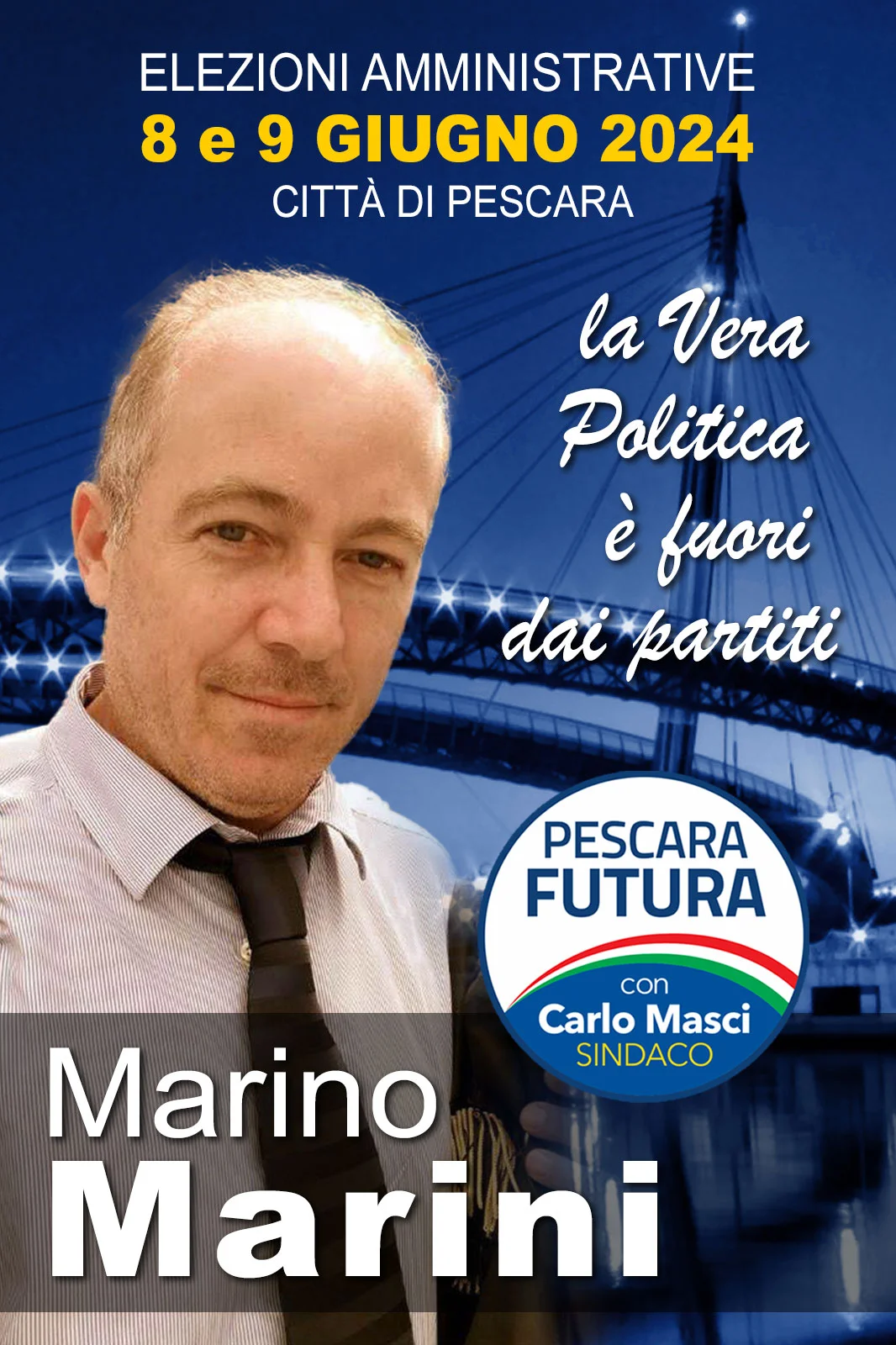 Manifesto di Marino Marini per le amministrative di Pescara 2024