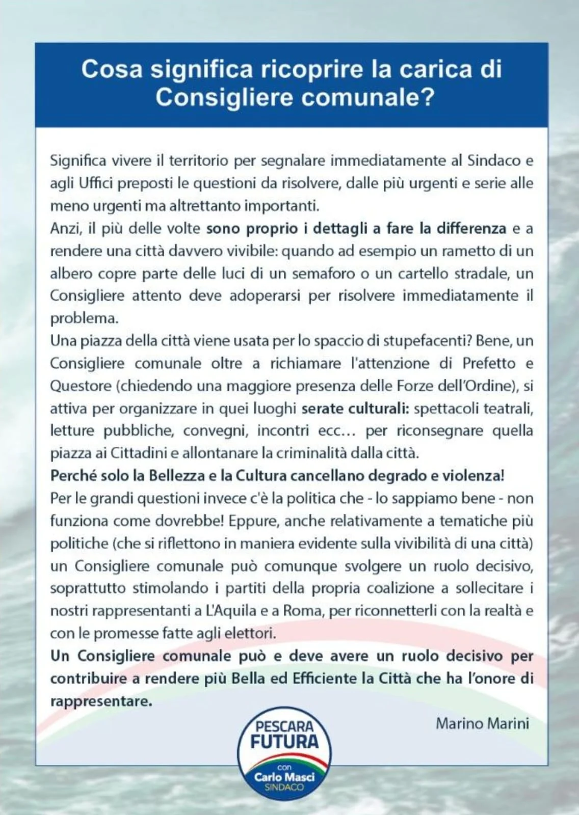 Lettera di Marino Marini agli elettori